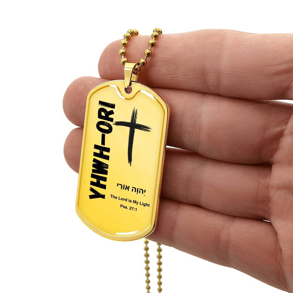YHWH-Ori The Lord is My Light The Names of God Luxury Graphic Dog Tag Necklace