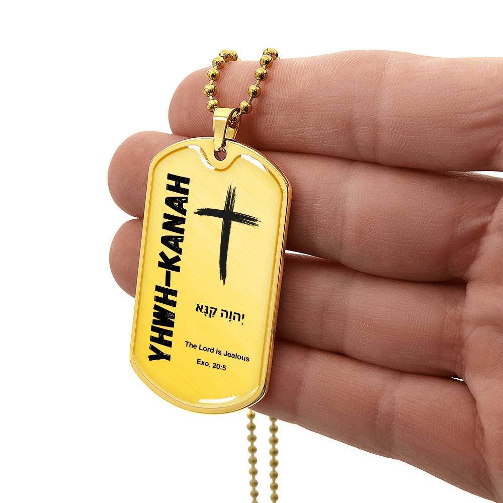 YHWH-Kanah The Lord is Jealous The Names of God Luxury Graphic Dog Tag Necklace