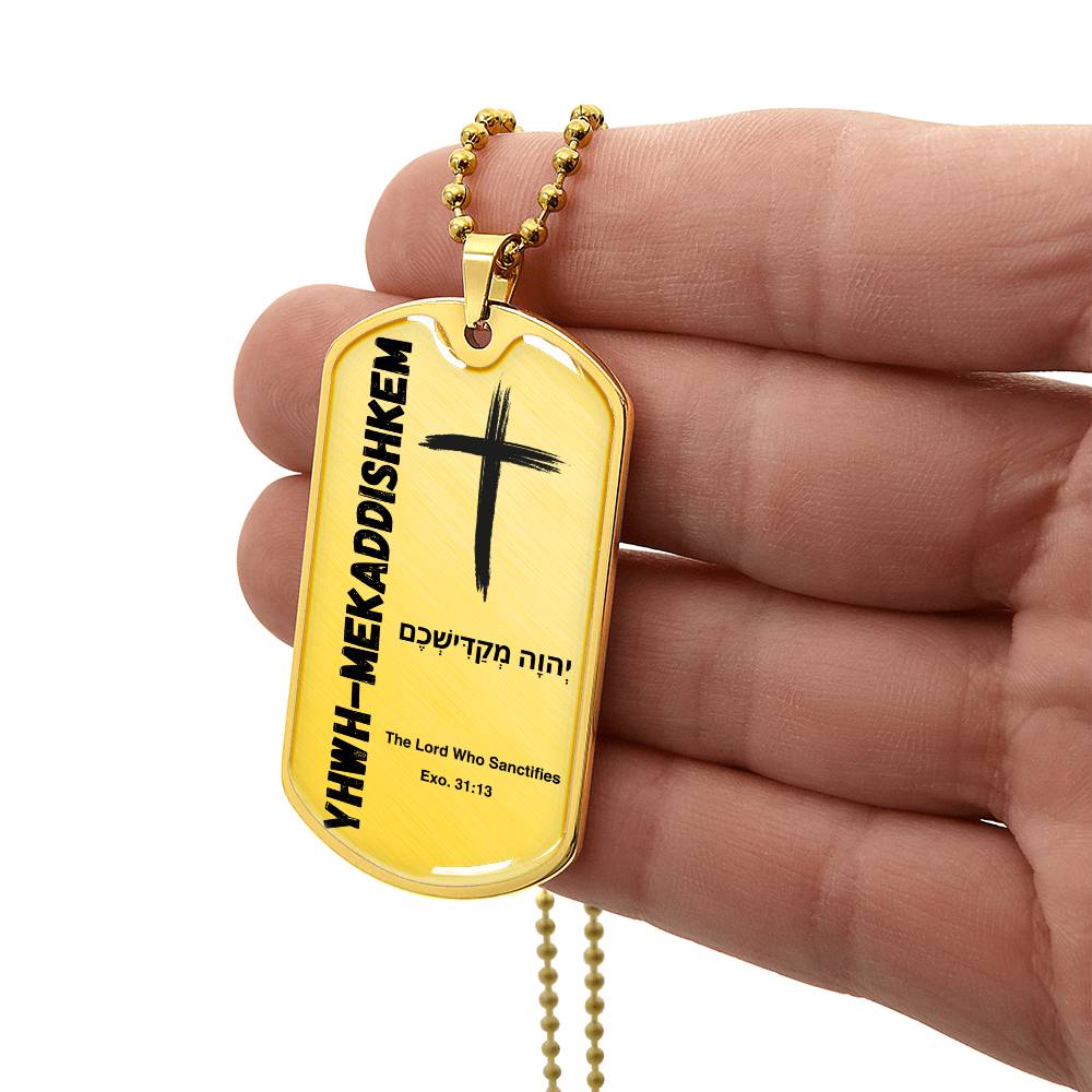 YHWH-Hamelech The Lord, the King The Names of God Luxury Graphic Dog Tag Necklace