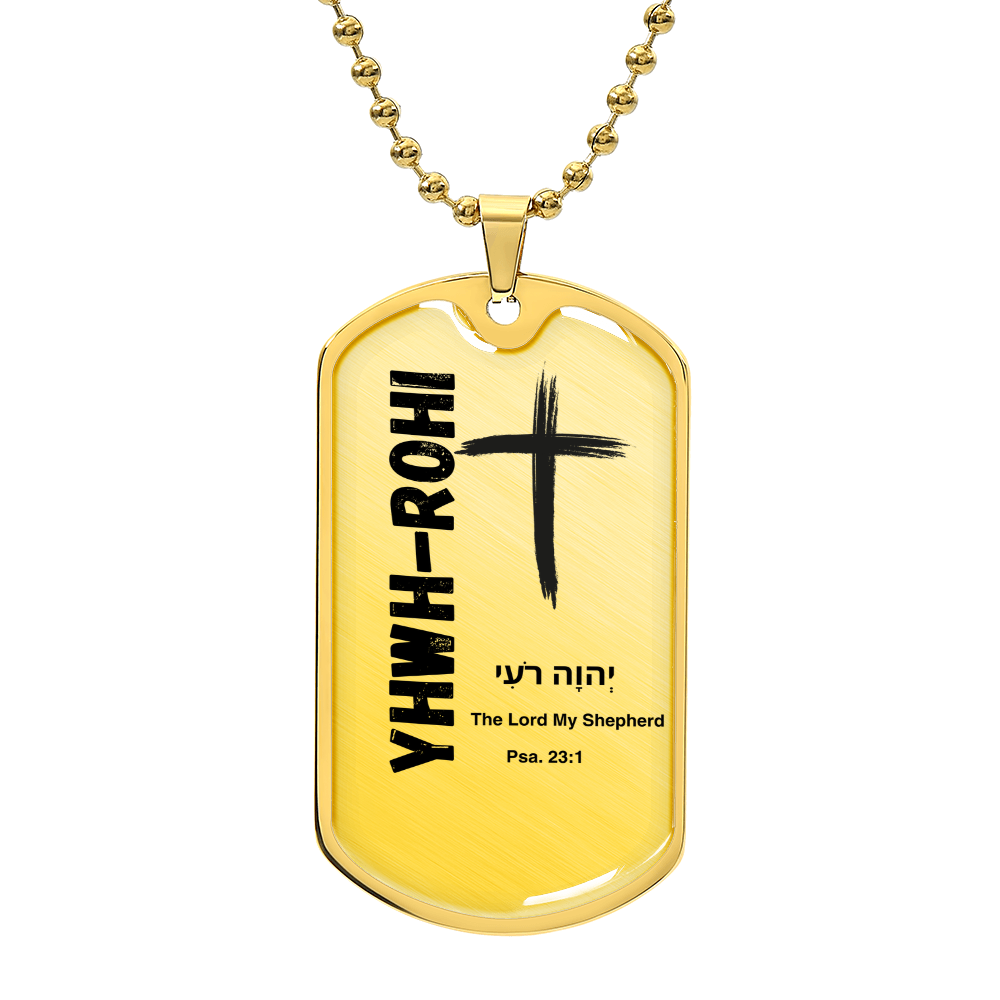 YHWH-Rohi The Lord My Shepherd The Names of God Luxury Graphic Dog Tag Necklace