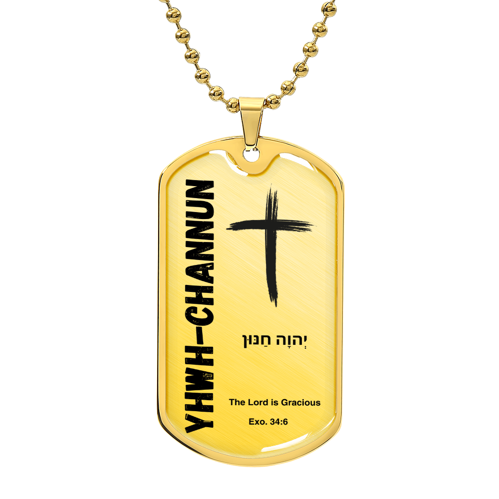 YHWH-Channun The Lord is Gracious The Names of God Luxury Graphic Dog Tag Necklace