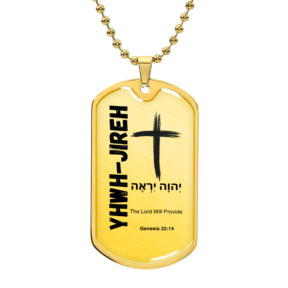 YHWH-Jireh The Lord Will Provide The Names of God Luxury Graphic Dog Tag Necklace