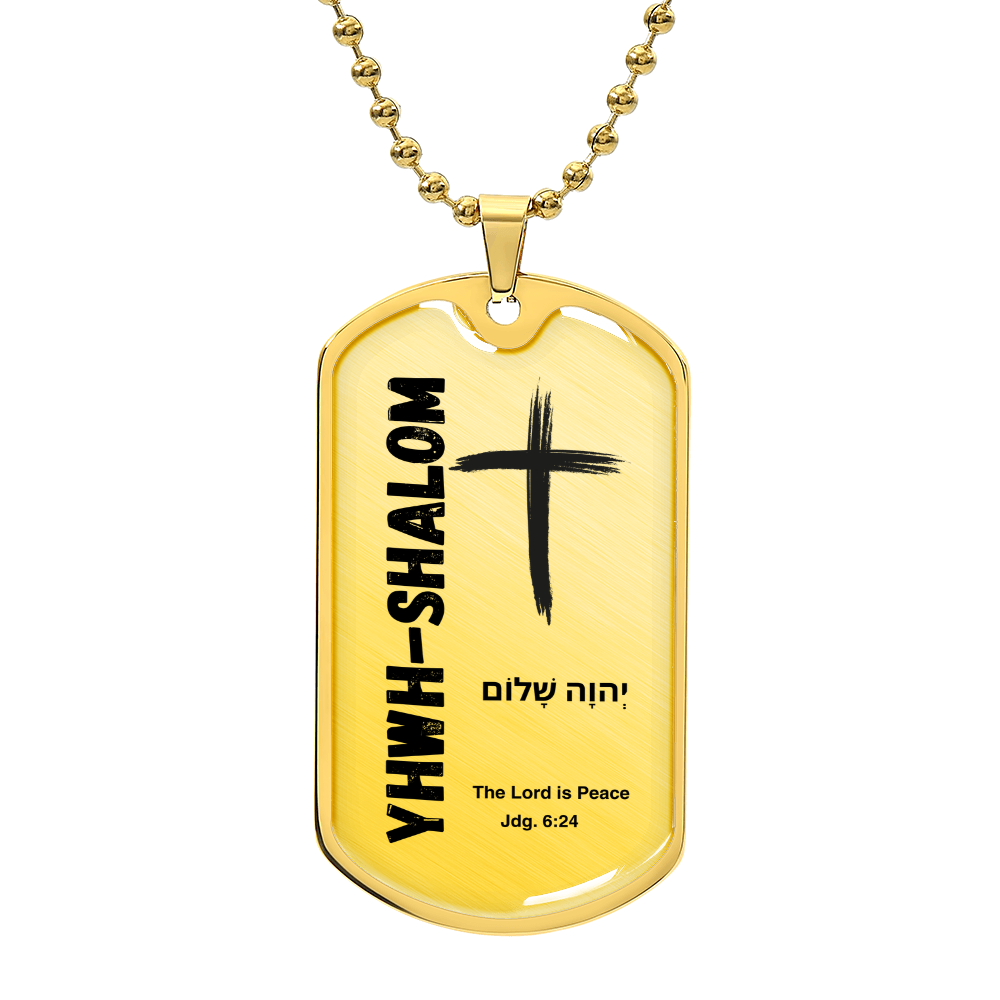YHWH-Shalom The Lord is Peace The Names of God Luxury Graphic Dog Tag Necklace