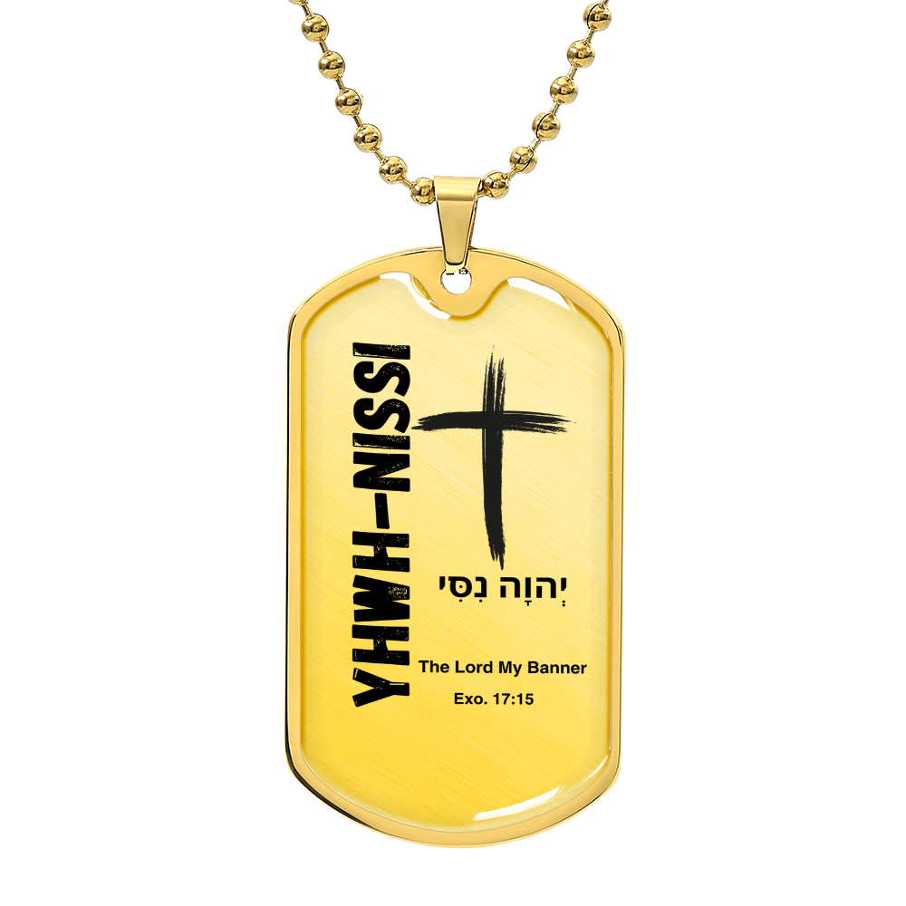 YHWH-Nissi The Lord My Banner The Names of God Luxury Graphic Dog Tag Necklace