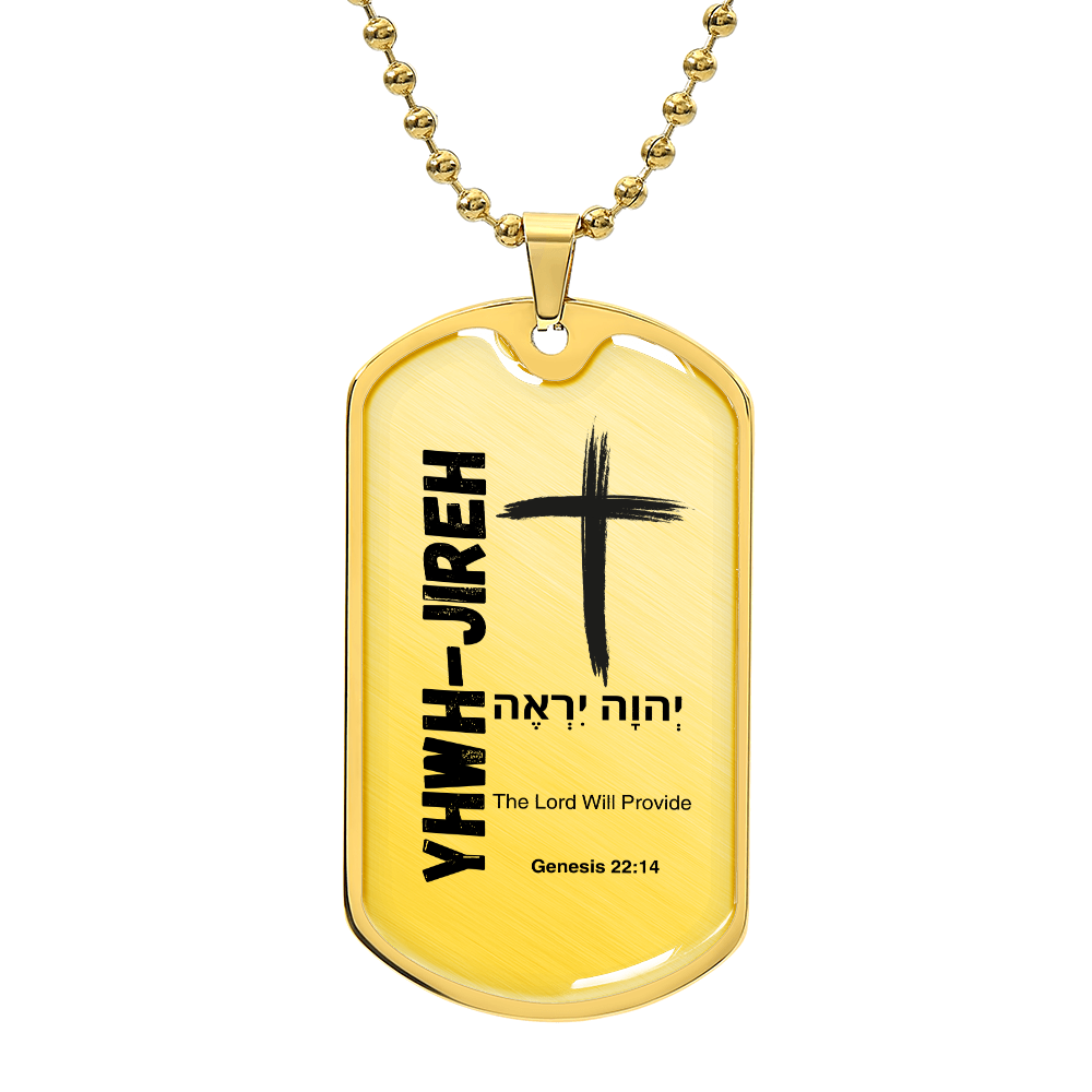 YHWH-Jireh – The Lord Will Provide The Names of God Luxury Graphic Dog Tag Necklace