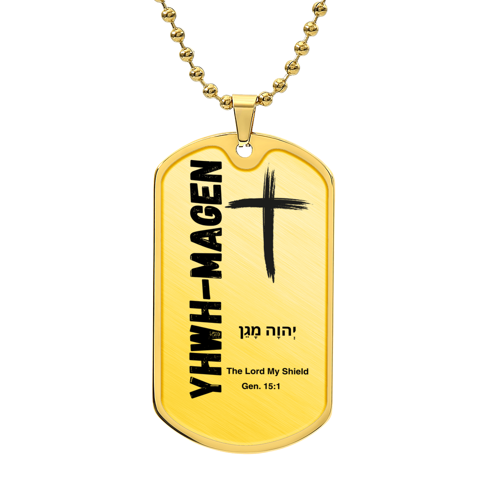YHWH-Magen The Lord My Shield The Names of God Luxury Graphic Dog Tag Necklace