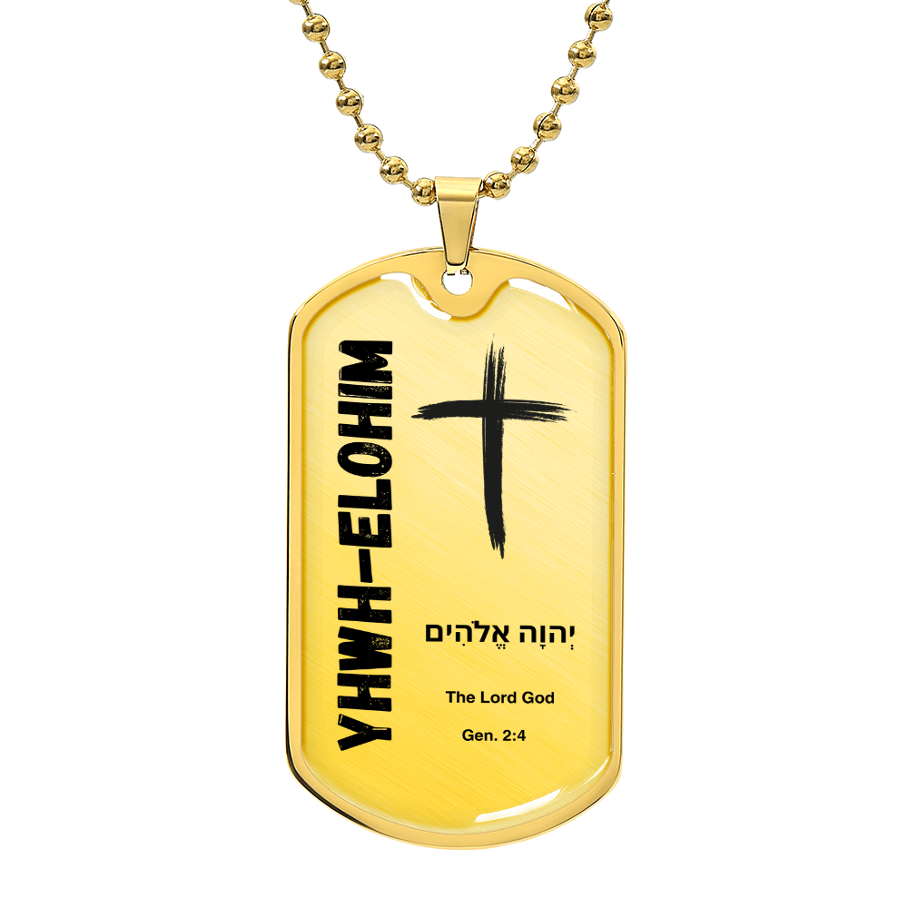 YHWH-Elohim The Lord God The Names of God Luxury Graphic Dog Tag Necklace