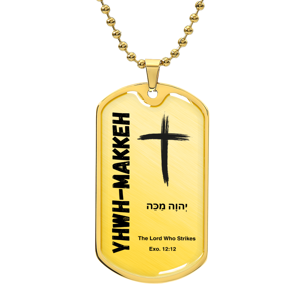 YHWH-Makkeh The Lord Who Strikes The Names of God Luxury Graphic Dog Tag Necklace