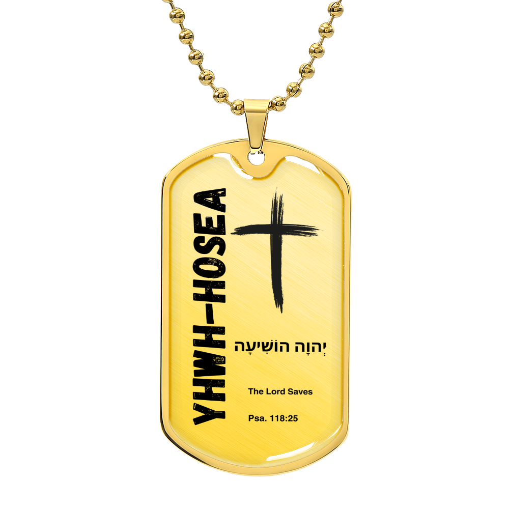YHWH-Hosea The Lord Saves The Names of God Luxury Graphic Dog Tag Necklace