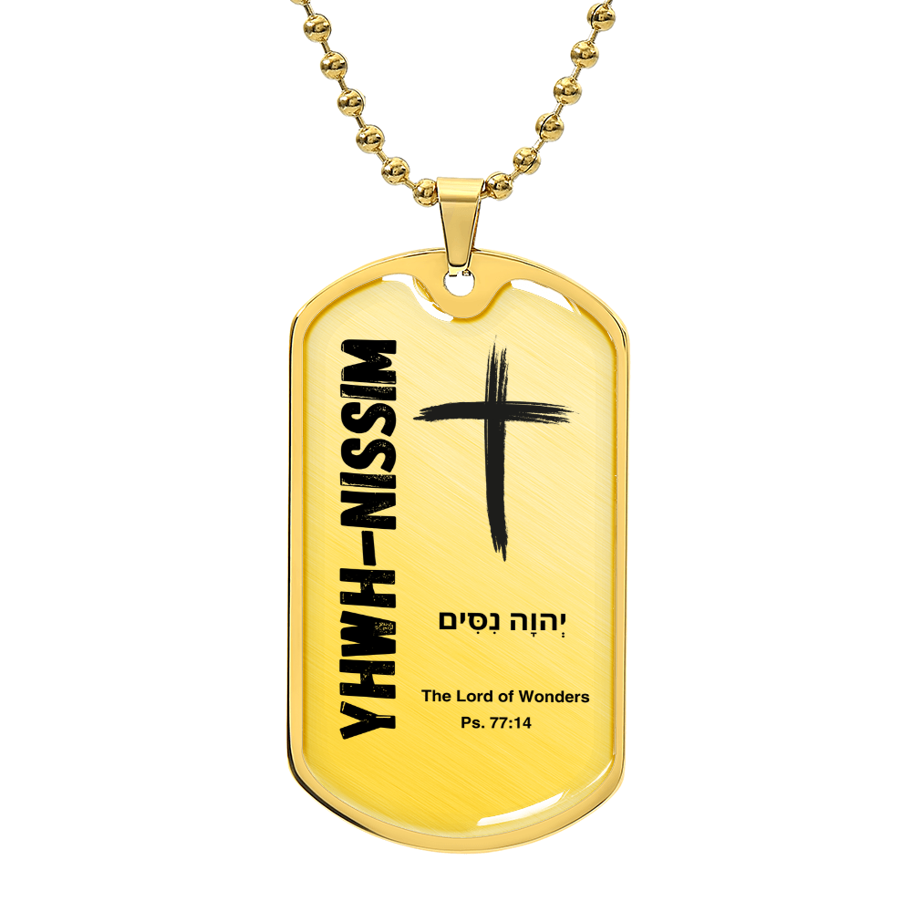 YHWH-Nissim The Lord of Wonders The Names of God Luxury Graphic Dog Tag Necklace