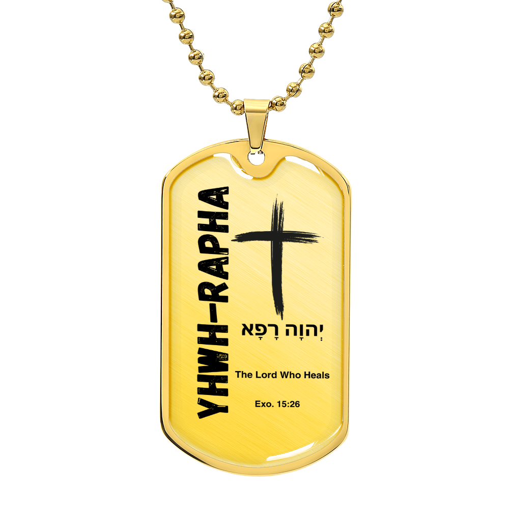 YHWH-Rapha The Lord Who Heals The Names of God Luxury Graphic Dog Tag Necklace