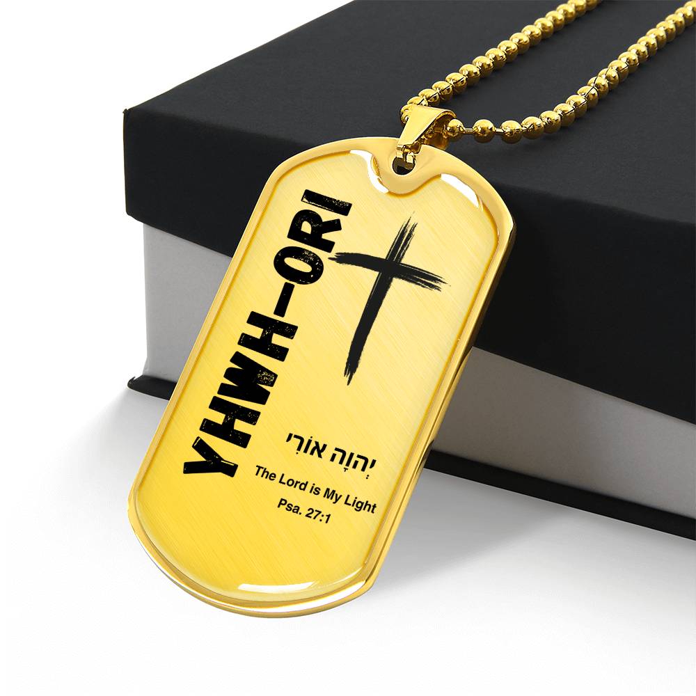 YHWH-Ori The Lord is My Light The Names of God Luxury Graphic Dog Tag Necklace