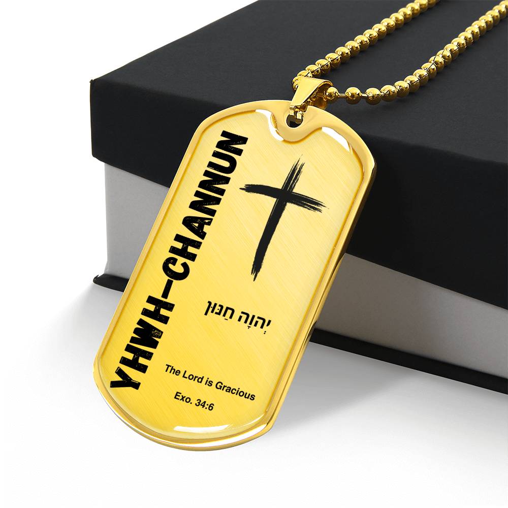 YHWH-Channun The Lord is Gracious The Names of God Luxury Graphic Dog Tag Necklace