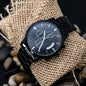 Non-Message Card Black Chronograph Watch with Engraving For Dad, Daddy, Father