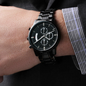 Non-Message Card Black Chronograph Watch with Engraving For Dad, Daddy, Father