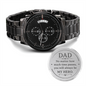 Non-Message Card Black Chronograph Watch with Engraving For Dad, Daddy, Father