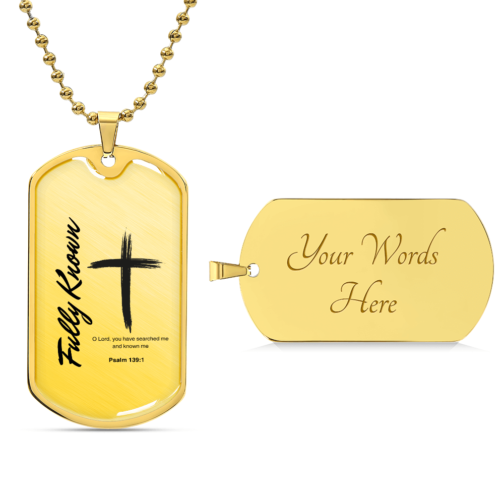 Psalm 139 Luxury Graphic Dog Tag Necklace Fully Known