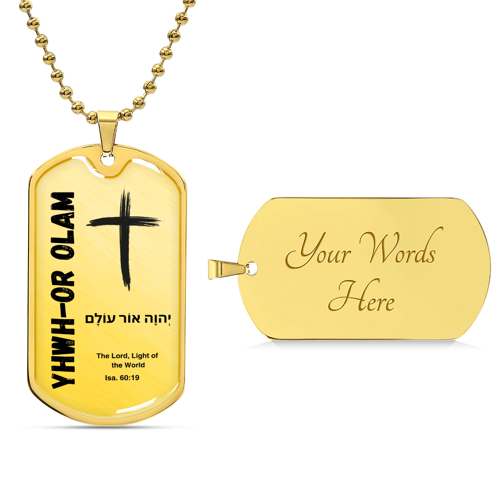 YHWH-Or Olam The Lord, Light of the World The Names of God Luxury Graphic Dog Tag Necklace