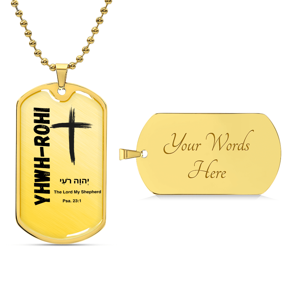YHWH-Rohi The Lord My Shepherd The Names of God Luxury Graphic Dog Tag Necklace