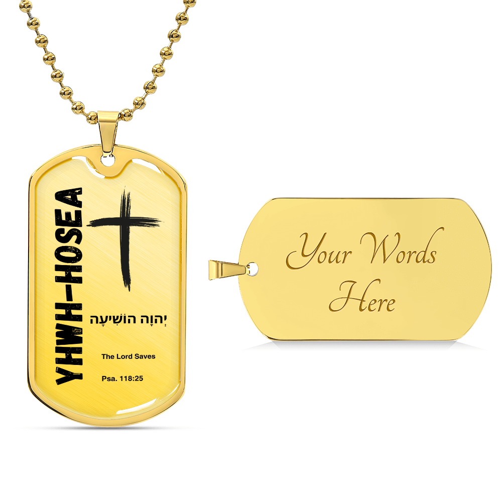 YHWH-Hosea The Lord Saves The Names of God Luxury Graphic Dog Tag Necklace