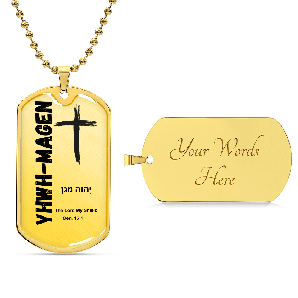 YHWH-Magen The Lord My Shield The Names of God Luxury Graphic Dog Tag Necklace