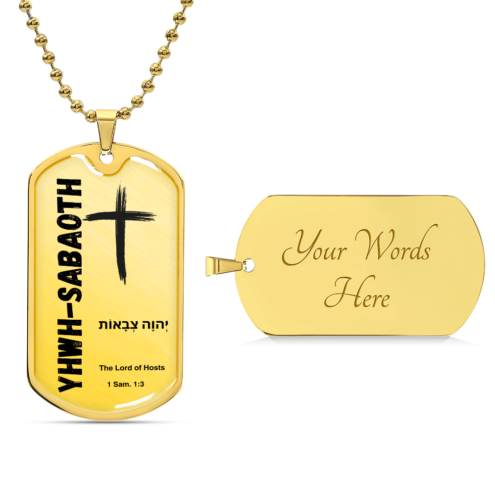 YHWH-Sabaoth The Lord of Hosts The Names of God Luxury Graphic Dog Tag Necklace