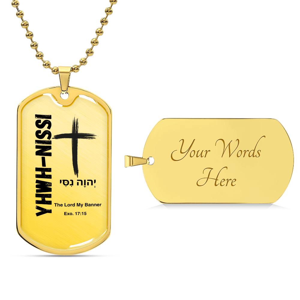 YHWH-Nissi The Lord My Banner The Names of God Luxury Graphic Dog Tag Necklace