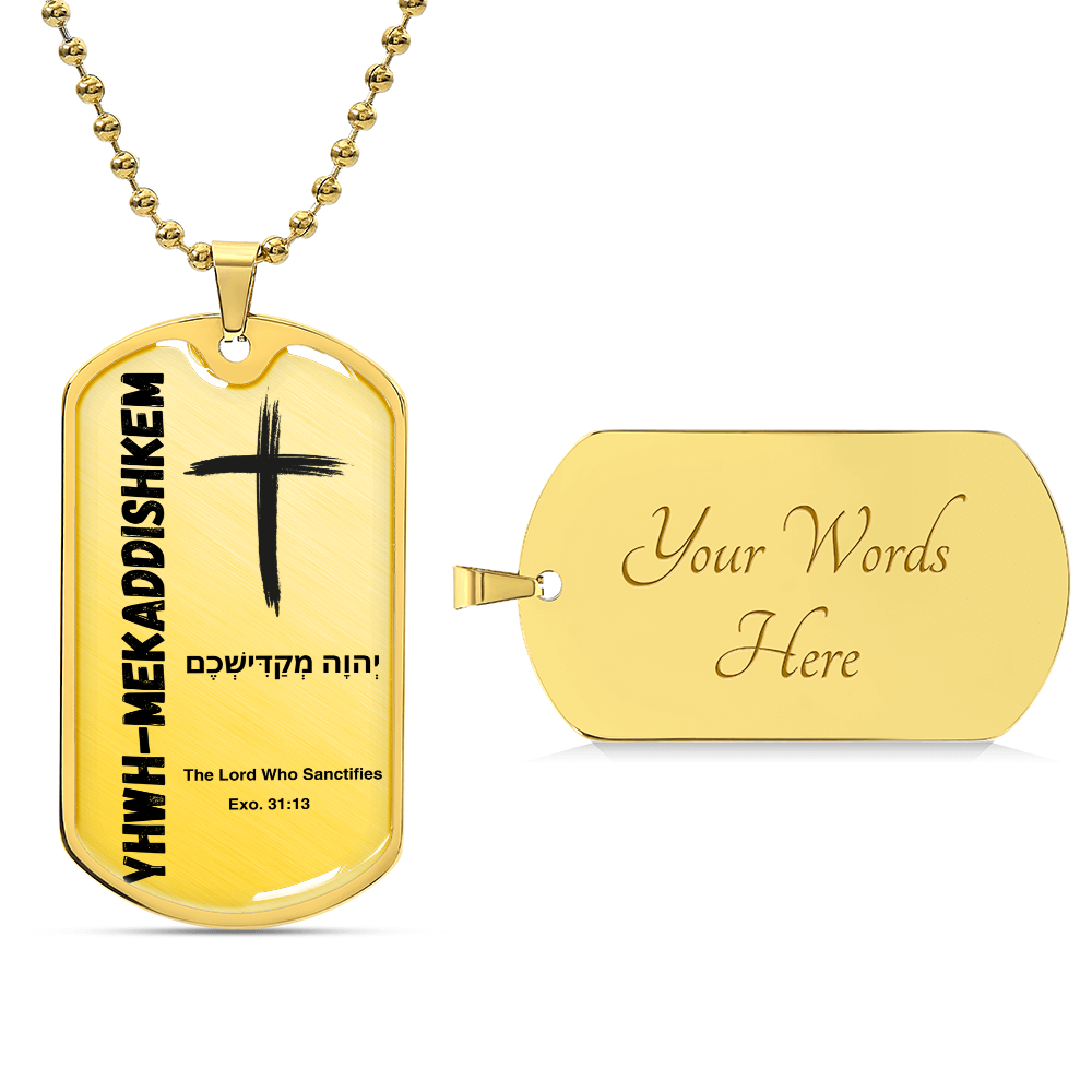 YHWH-Hamelech The Lord, the King The Names of God Luxury Graphic Dog Tag Necklace