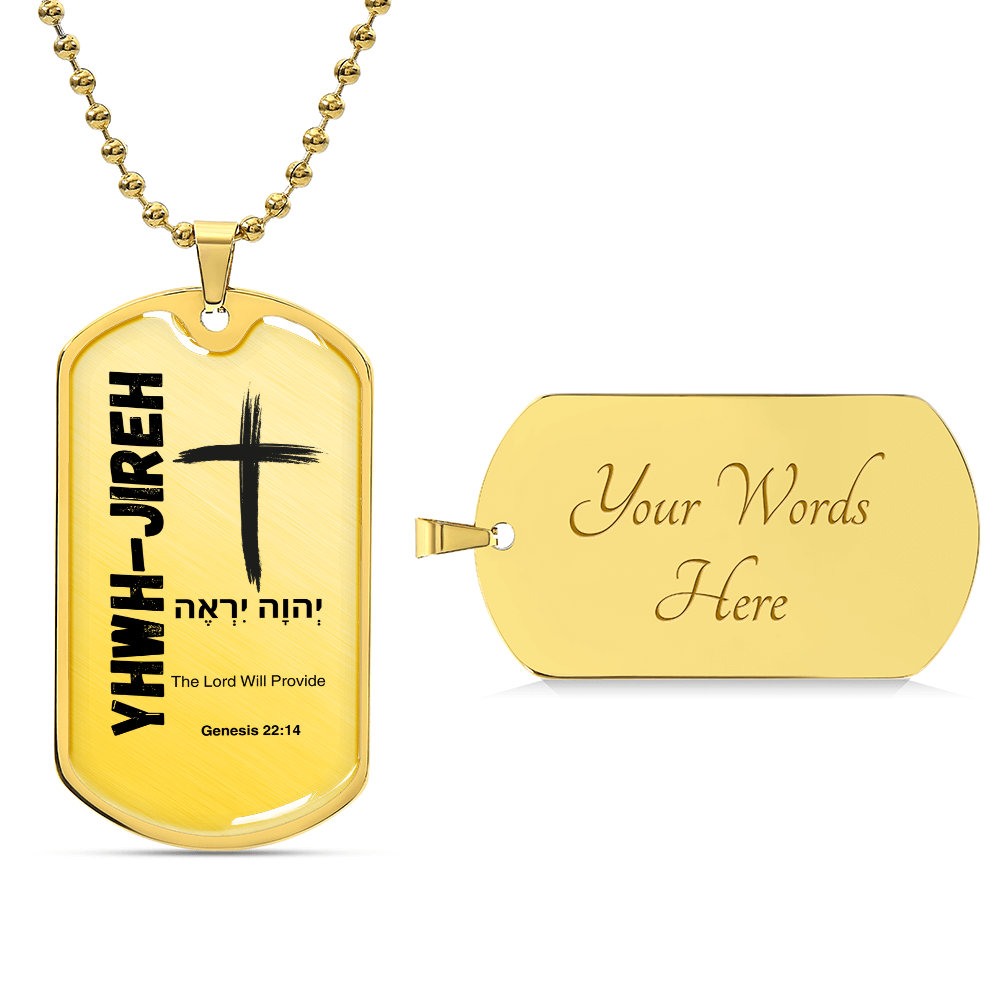 YHWH-Jireh The Lord Will Provide The Names of God Luxury Graphic Dog Tag Necklace