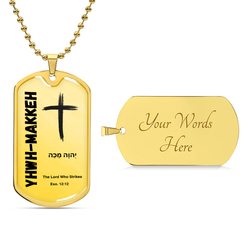 YHWH-Makkeh The Lord Who Strikes The Names of God Luxury Graphic Dog Tag Necklace