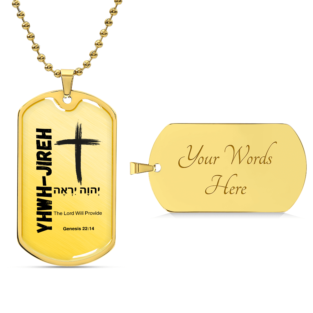 YHWH-Jireh – The Lord Will Provide The Names of God Luxury Graphic Dog Tag Necklace