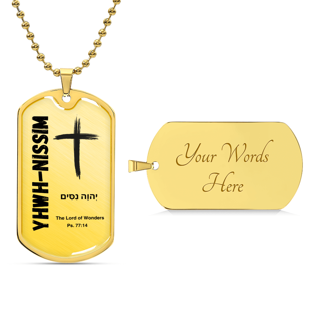YHWH-Nissim The Lord of Wonders The Names of God Luxury Graphic Dog Tag Necklace
