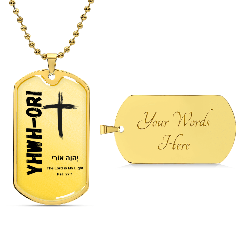 YHWH-Ori The Lord is My Light The Names of God Luxury Graphic Dog Tag Necklace