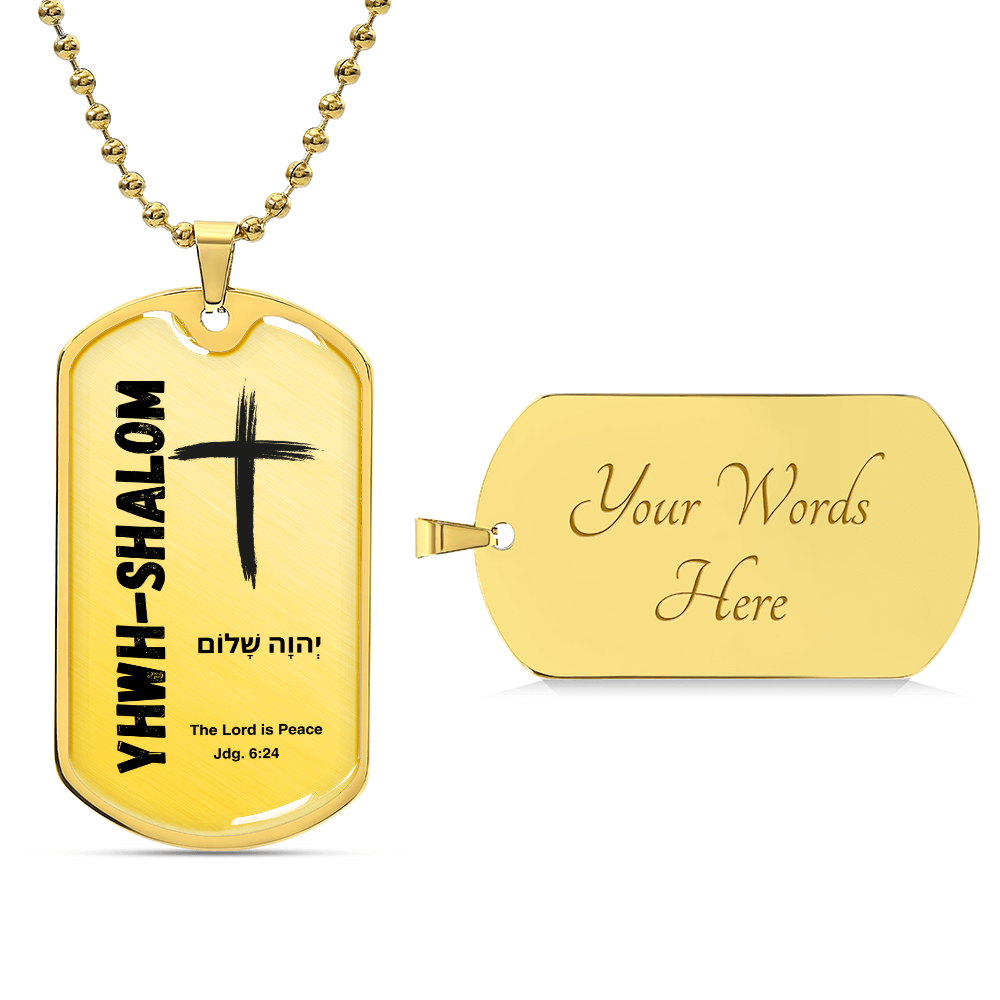 YHWH-Shalom The Lord is Peace The Names of God Luxury Graphic Dog Tag Necklace