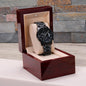 Non-Message Card Black Chronograph Watch with Engraving For Dad, Daddy, Father