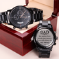 Non-Message Card Black Chronograph Watch with Engraving For Dad, Daddy, Father