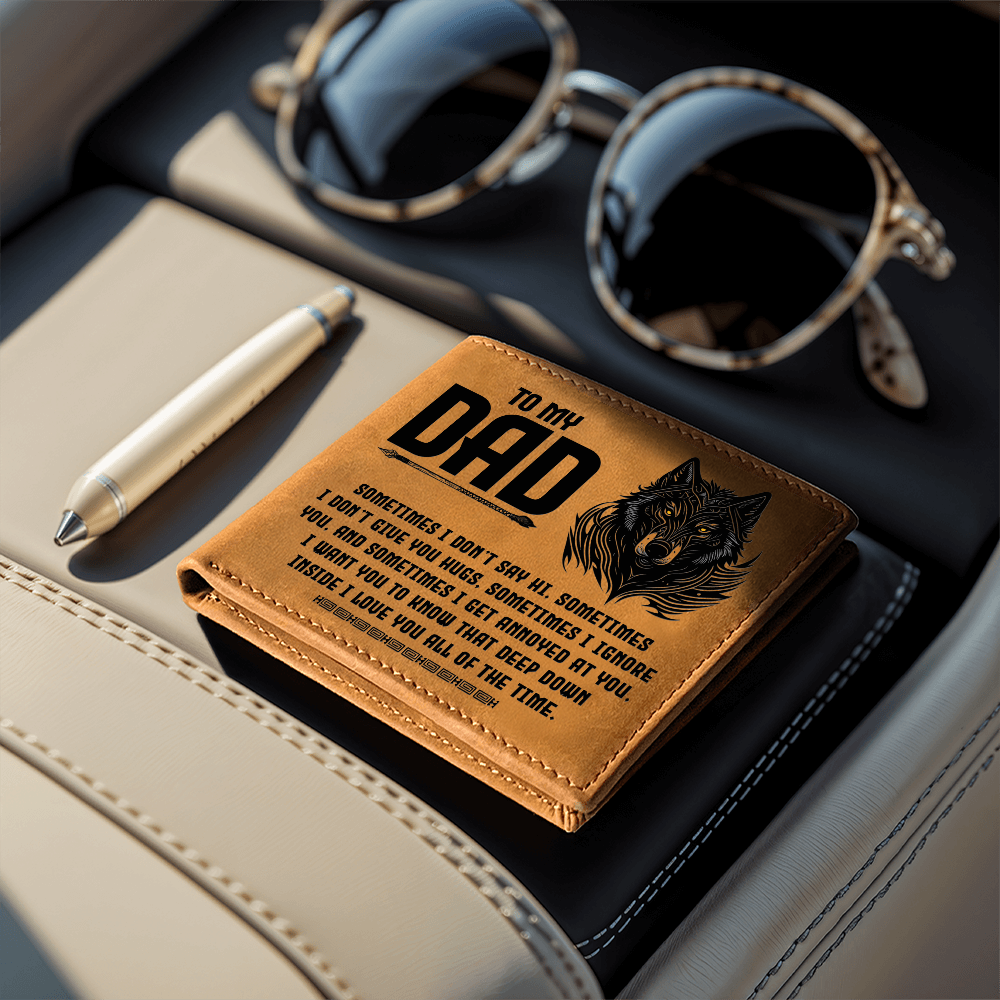 I Want You to Know That Deep Down Inside I Love You All of the Time Graphic Leather Wallet Father's Day Gift for Father, Gift for Dad
