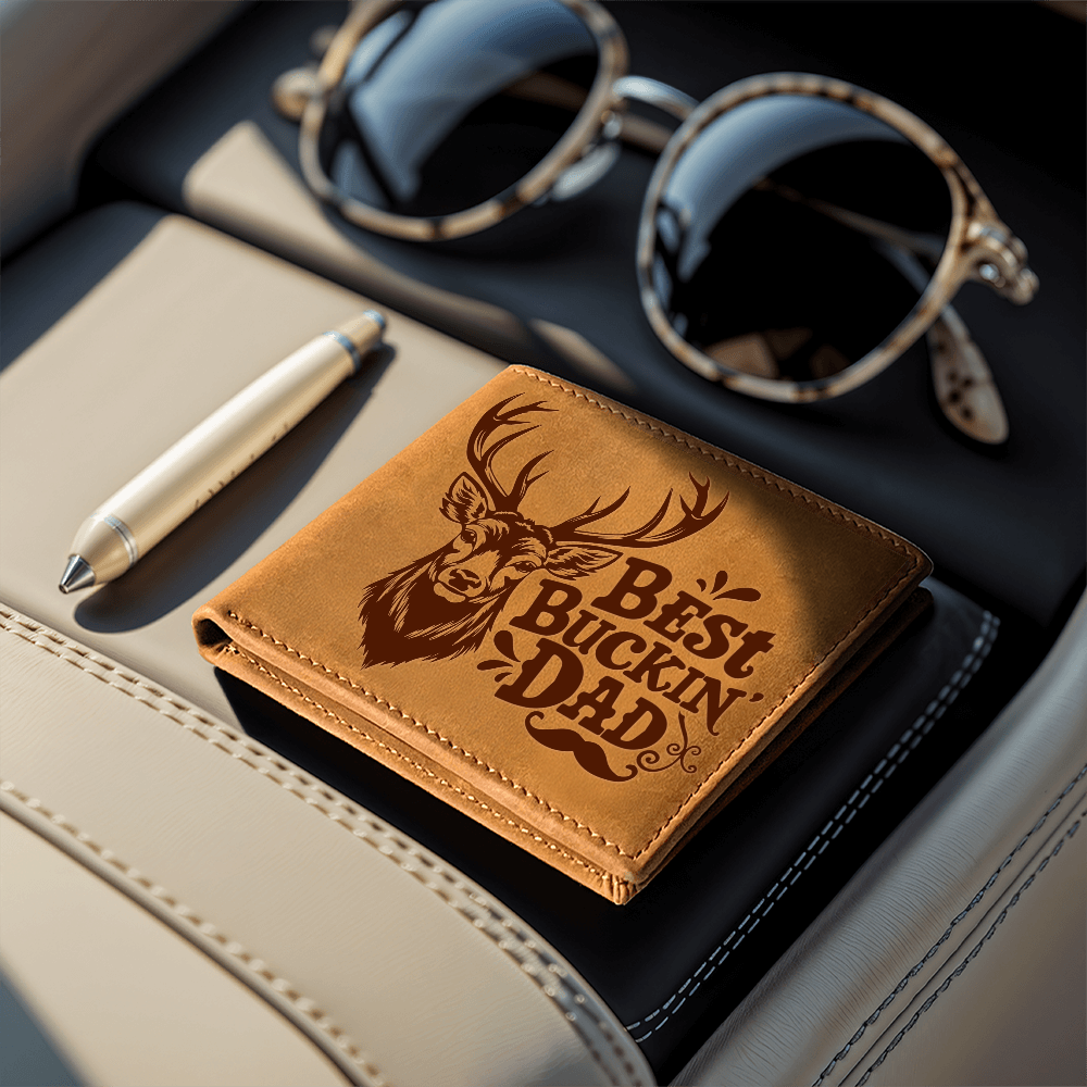 Best Buckin' Dad Graphic Leather Wallet Father's Day Gift for Father, Gift for Dad