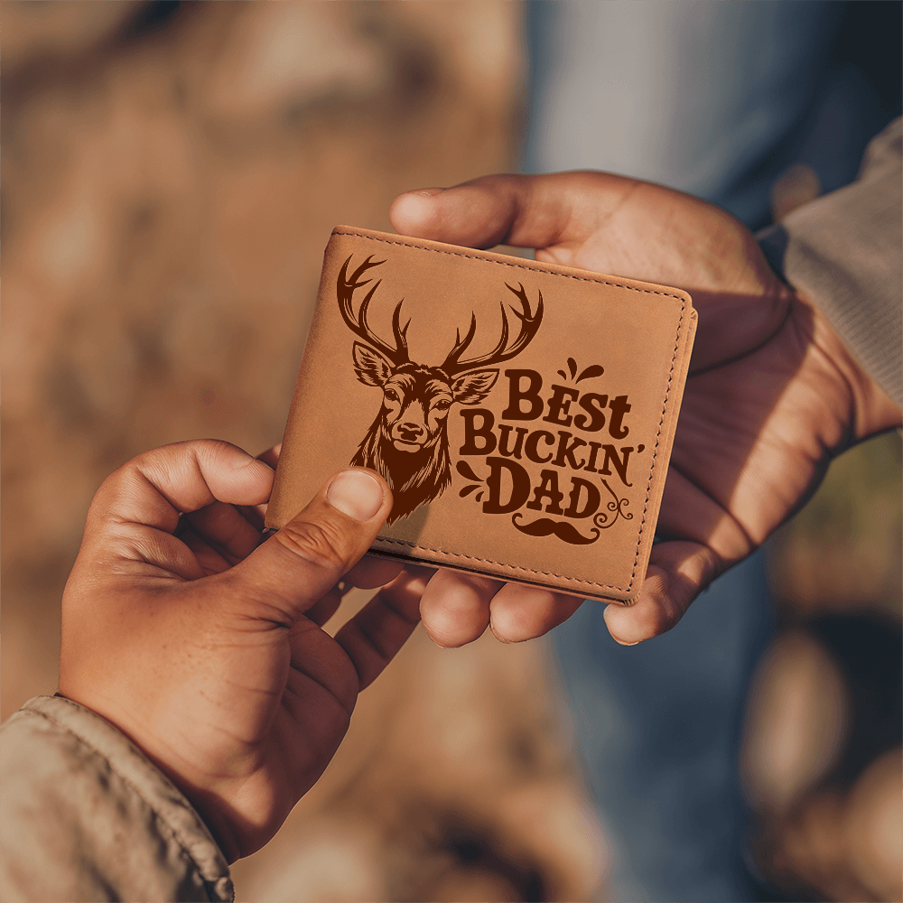 Best Buckin' Dad Graphic Leather Wallet Father's Day Gift for Father, Gift for Dad