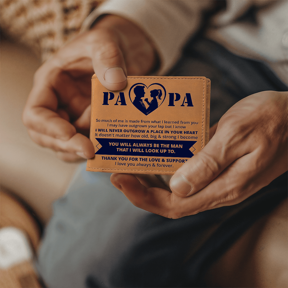 Papa, So Much Of Me is Made From What I Learned From You Graphic Leather Wallet Father's Day Gift for Father, Gift for Dad