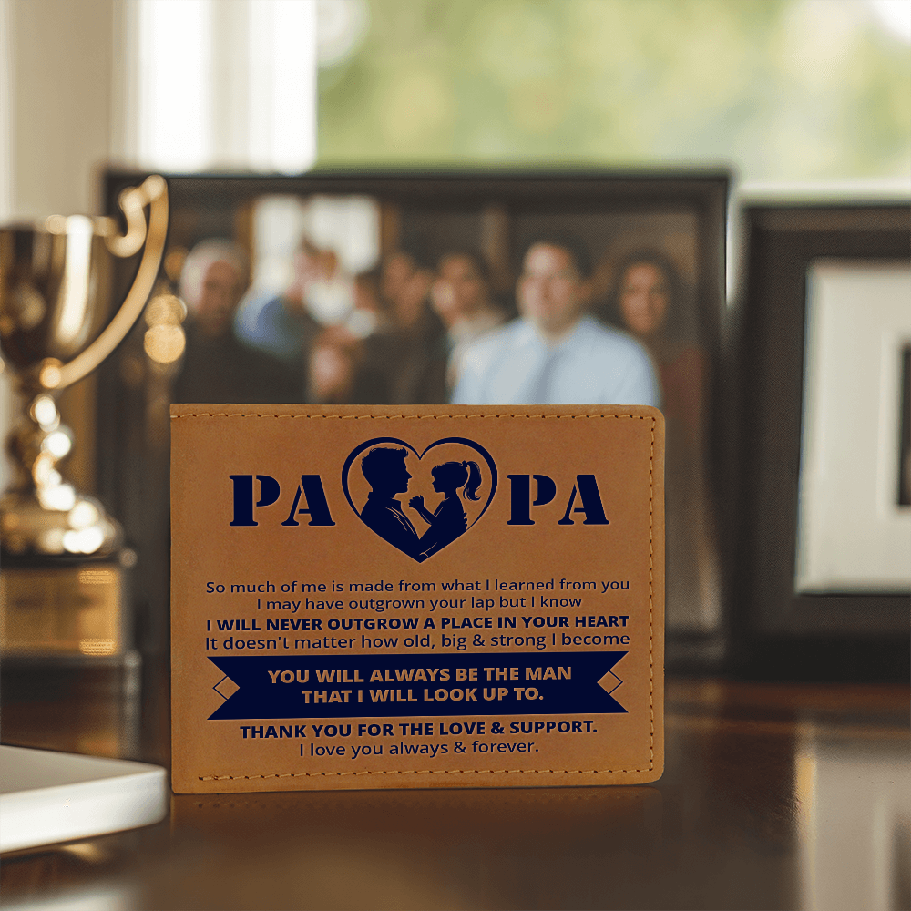 Papa, So Much Of Me is Made From What I Learned From You Graphic Leather Wallet Father's Day Gift for Father, Gift for Dad