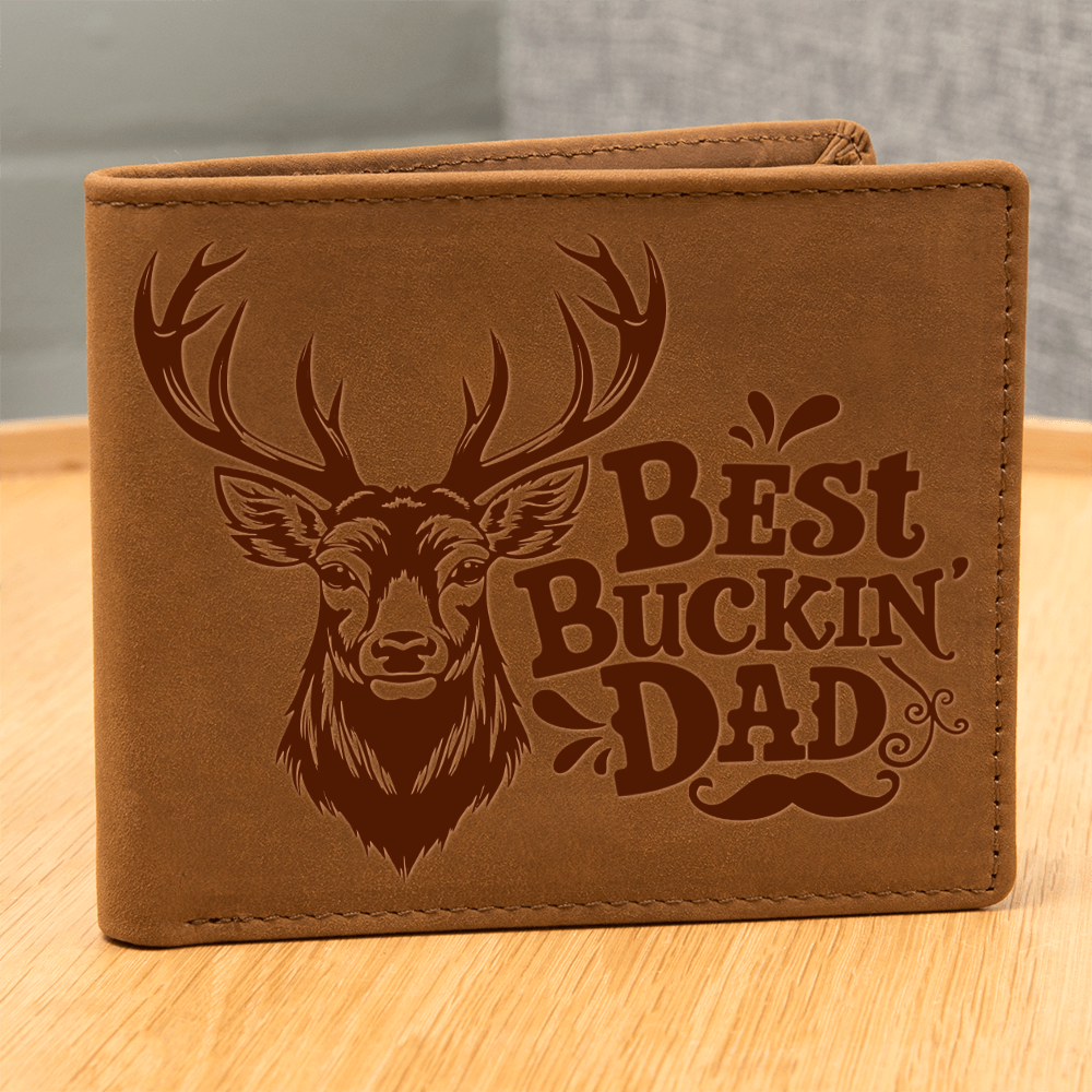 Best Buckin' Dad Graphic Leather Wallet Father's Day Gift for Father, Gift for Dad