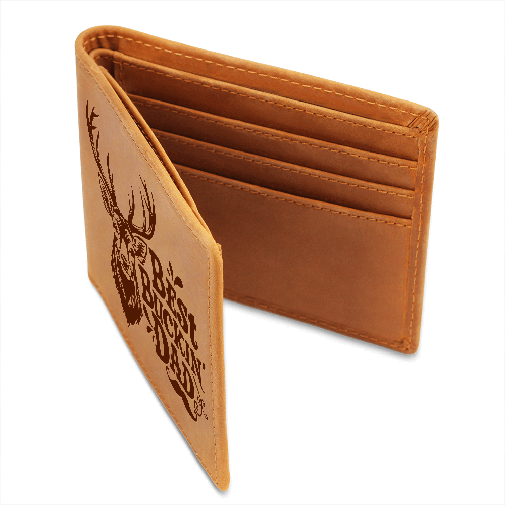 Best Buckin' Dad Graphic Leather Wallet Father's Day Gift for Father, Gift for Dad
