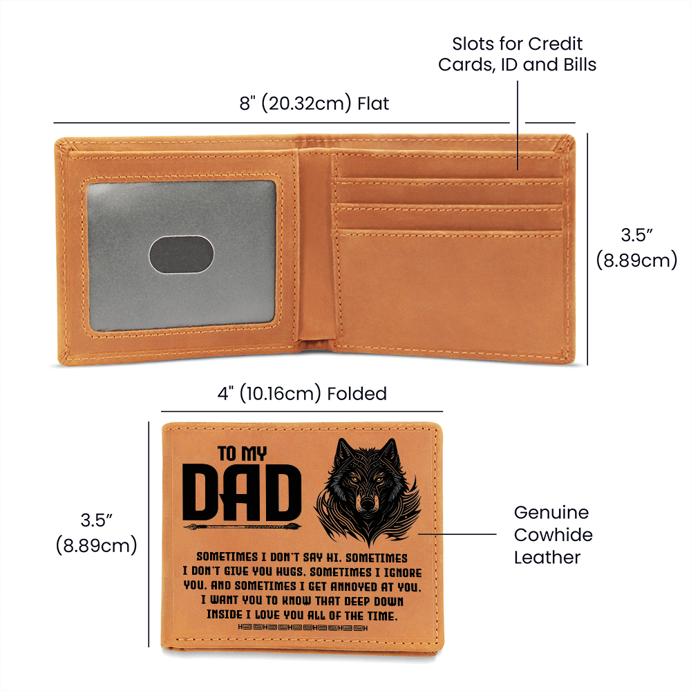 I Want You to Know That Deep Down Inside I Love You All of the Time Graphic Leather Wallet Father's Day Gift for Father, Gift for Dad