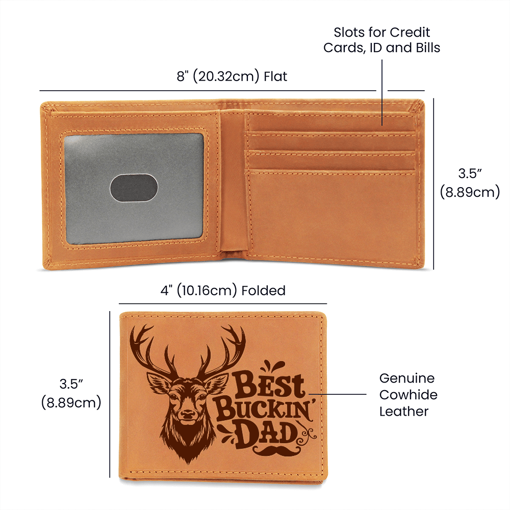 Best Buckin' Dad Graphic Leather Wallet Father's Day Gift for Father, Gift for Dad
