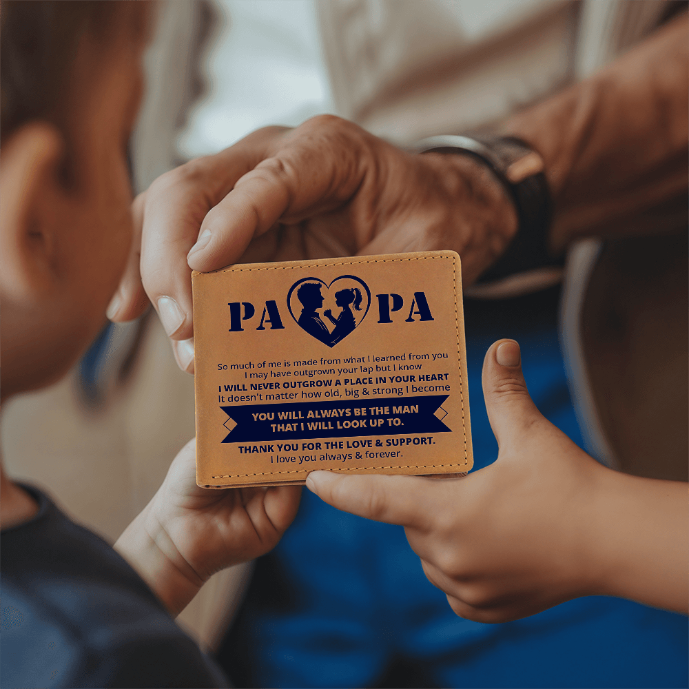 Papa, So Much Of Me is Made From What I Learned From You Graphic Leather Wallet Father's Day Gift for Father, Gift for Dad