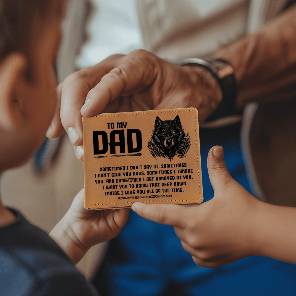 I Want You to Know That Deep Down Inside I Love You All of the Time Graphic Leather Wallet Father's Day Gift for Father, Gift for Dad