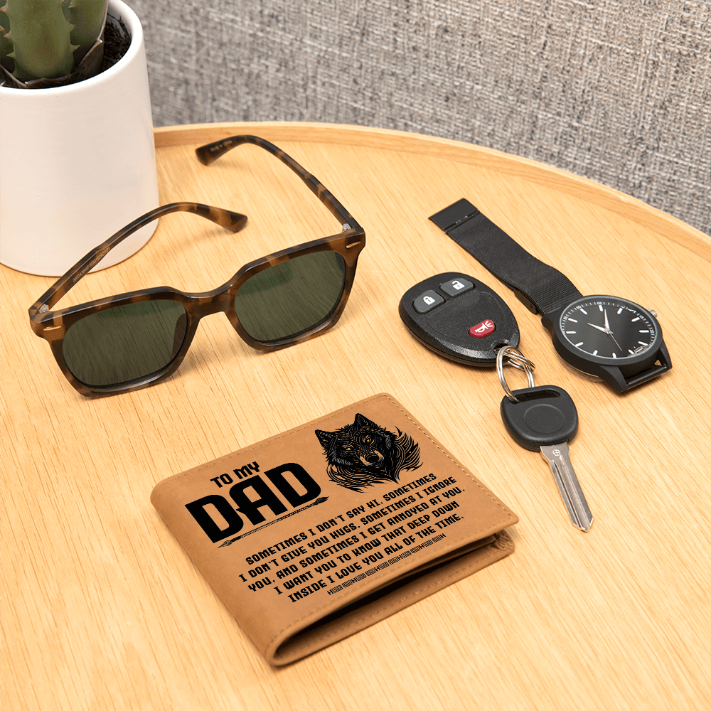I Want You to Know That Deep Down Inside I Love You All of the Time Graphic Leather Wallet Father's Day Gift for Father, Gift for Dad