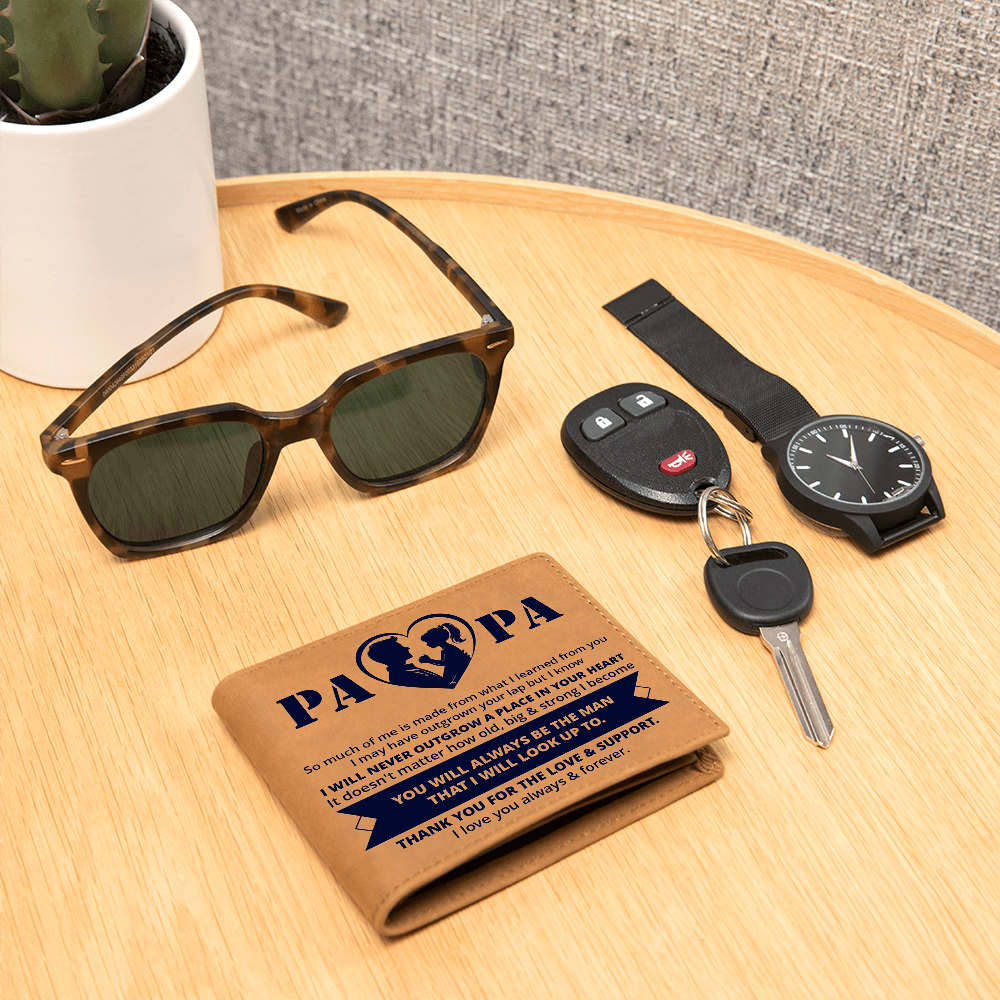 Papa, So Much Of Me is Made From What I Learned From You Graphic Leather Wallet Father's Day Gift for Father, Gift for Dad