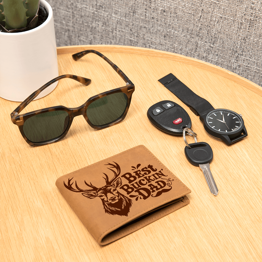 Best Buckin' Dad Graphic Leather Wallet Father's Day Gift for Father, Gift for Dad